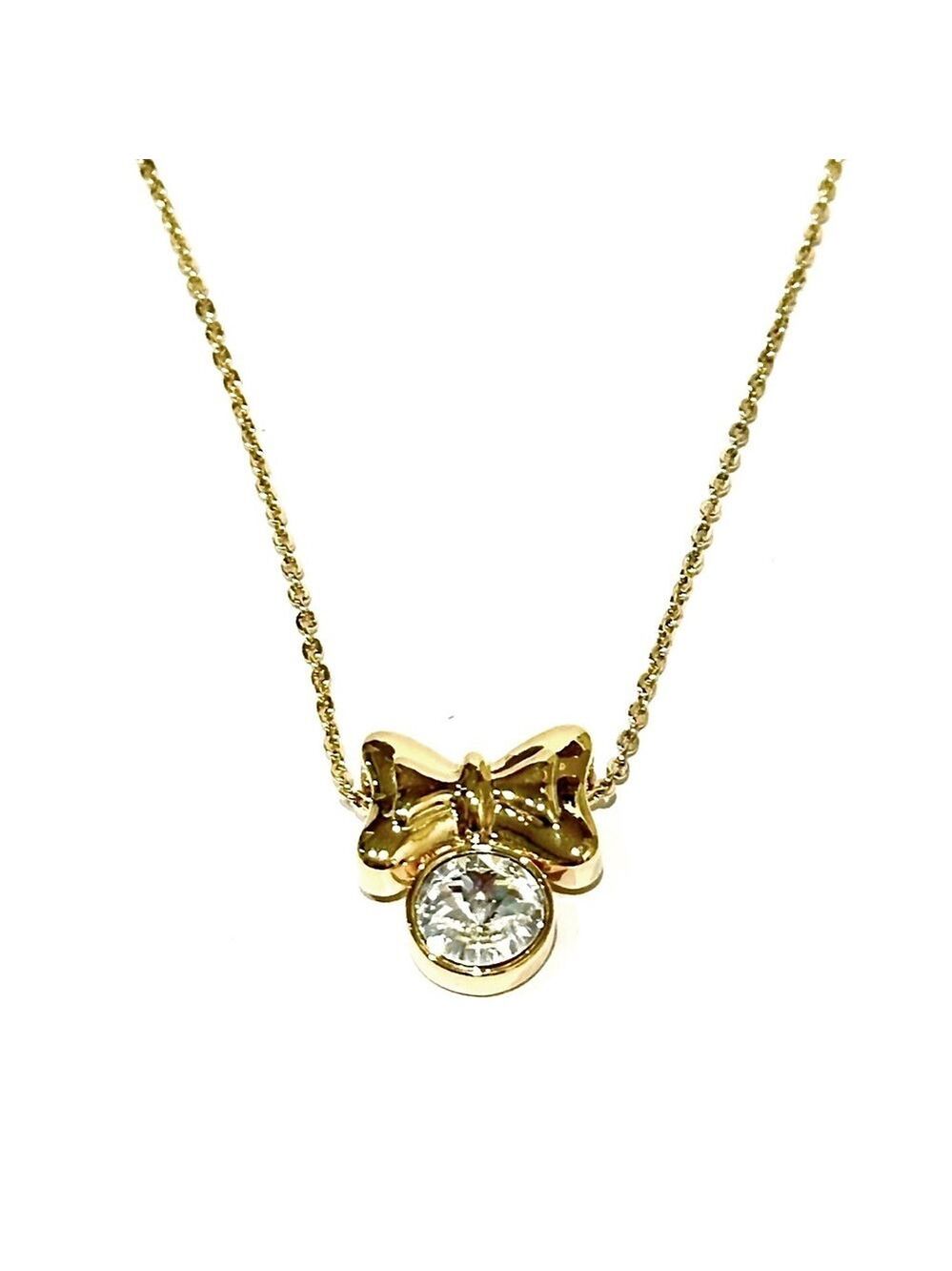 SWAROVSKI 🎀 Must-Have 🎀 Gold-Tone Bow Necklace w Crystal Pendant | NWOT - Picture 7 of 10